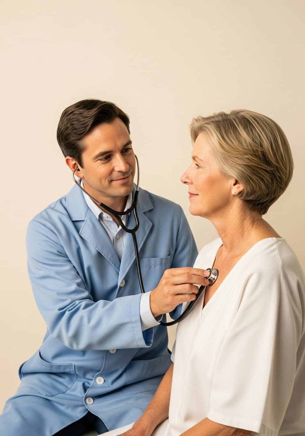 A calm consultation between clinician and patient